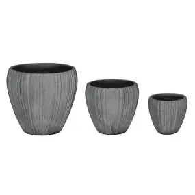 Bizzotto outdoor Set 3 porta vaso Halong tondo grigio