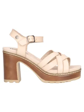 Sandalo con tacco largo Refresh Vegan da donna beige